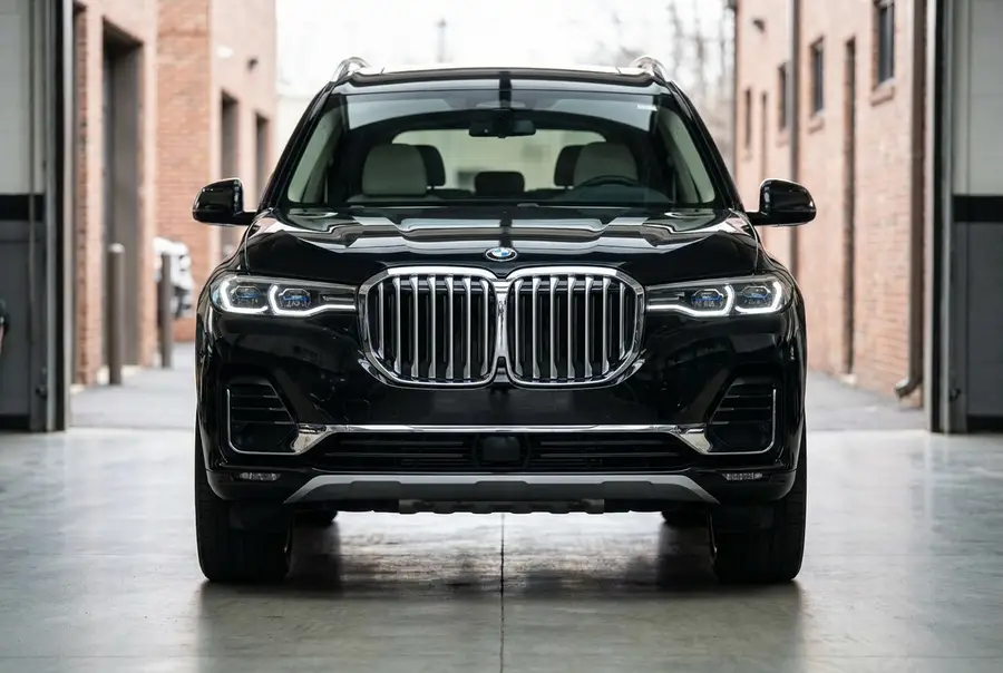 Black flagship luxury SUV, full front view
