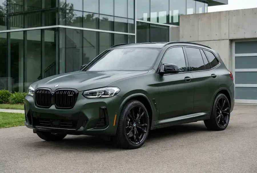 Matte green luxury SUV with flawless fresh finish