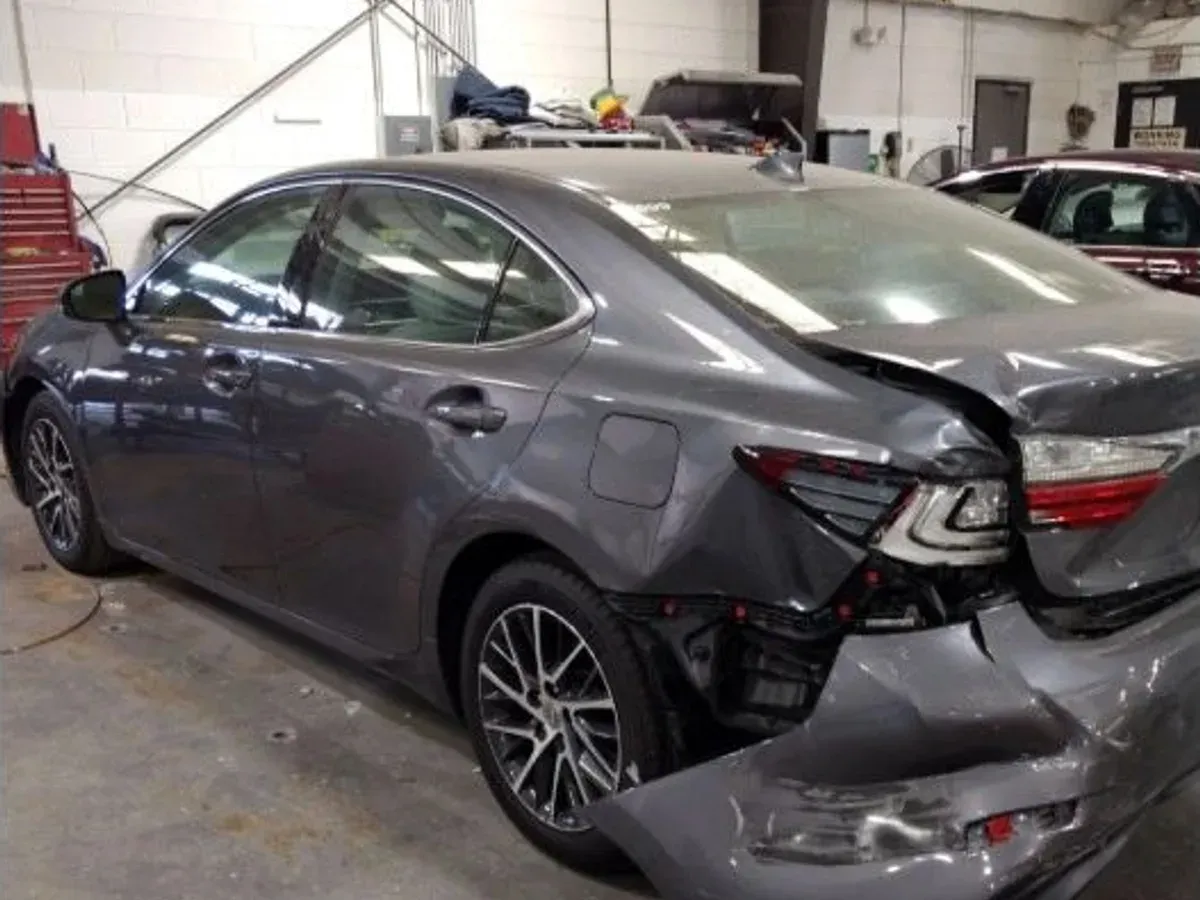 Lexus ES with collision damage — Rear-end collision — before repair at F1 Collision, Van Nuys